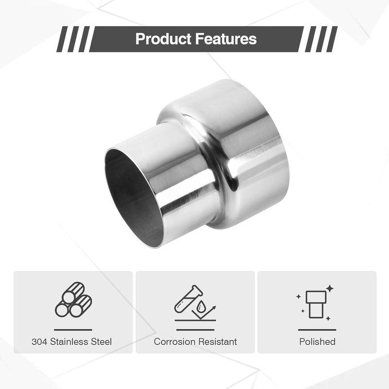 GESEXI Exhaust Adapter Connector 3"ID to 4"OD，Exhaust Adapter Total Length 4 "Stainless Steel Polished. - Image 3